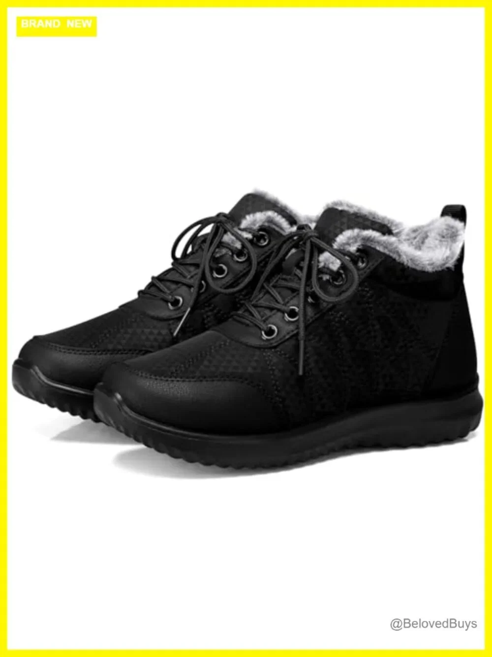 Faux Fur Lined Waterproof Ankle Snow Booties Anti-Slip Winter Boots Women